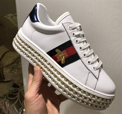 gucci platform sneakers with crystals